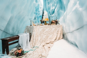 Alaska ice cave glacier wedding photo shoot