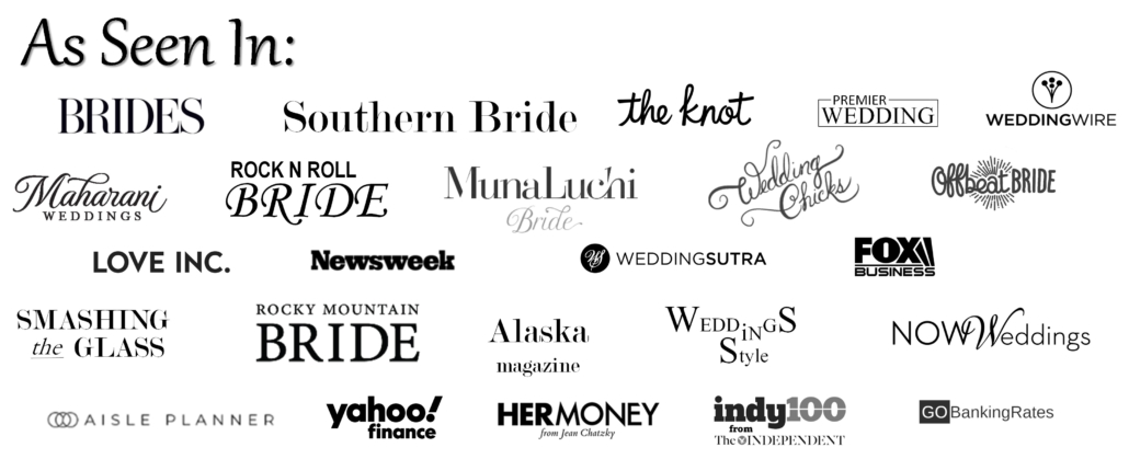 Alchemy Events has been featured in the following magazines and wedding blogs: Brides Magazine, Weddings in Style, Rock n Roll Bride, Southern Bride, New Orleans Weddings Magazine, Smashing the Glass, Wedding Chicks, Maharani Weddings, Offbeat Bride, Wedding Wire, Premier Wedding, The Knot and Alaska Magazine